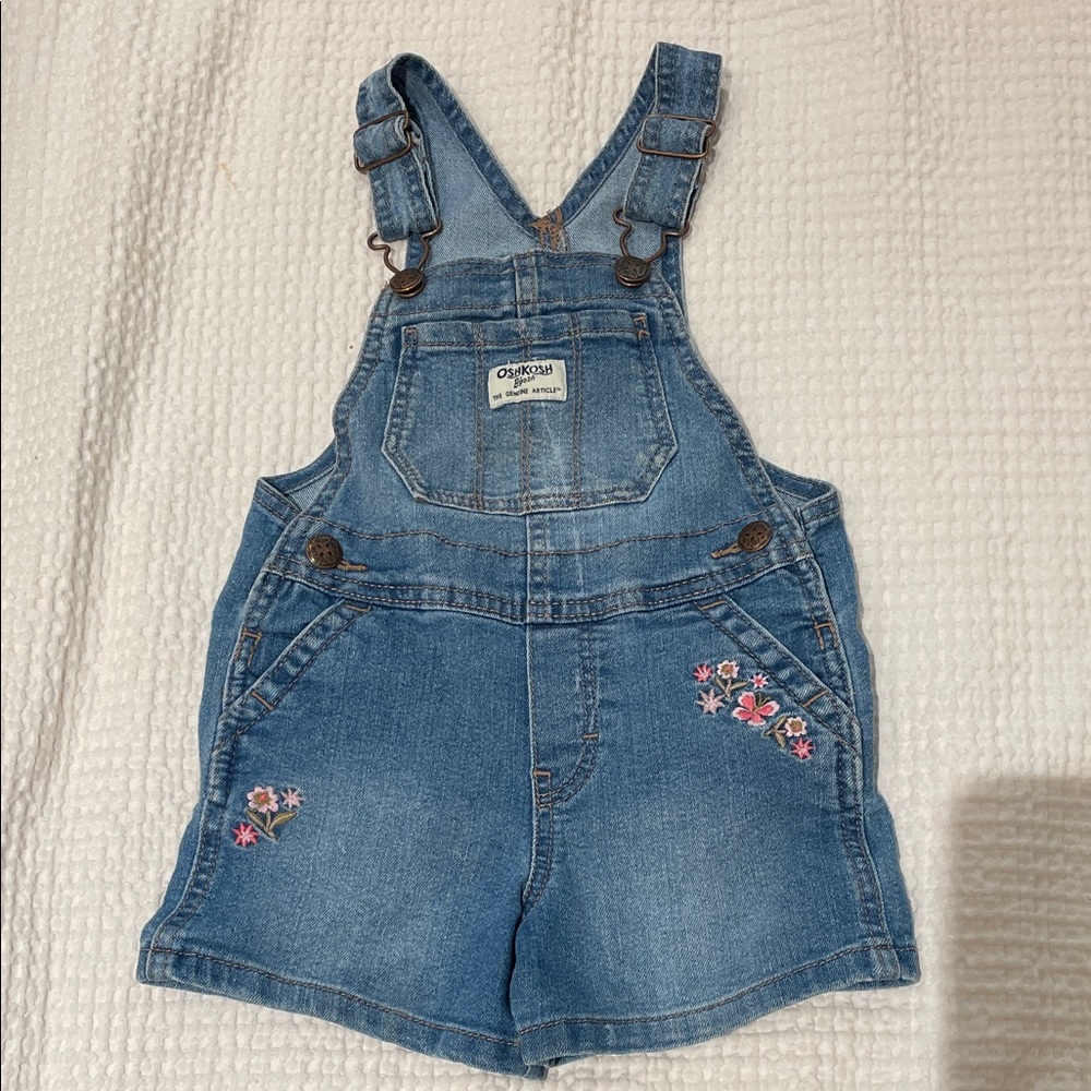 OshKosh B'gosh Floral Embroidered Denim Overalls